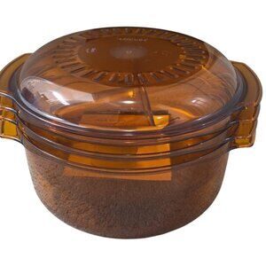 Tupperware Microwave Stack Cooker Set 6 Piece- Amber Color NEW